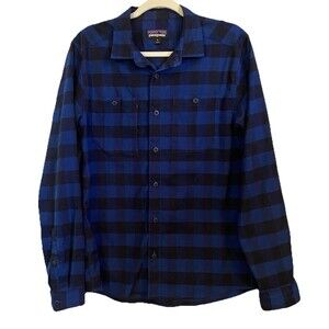 Patagonia Canyonite Flannel Shirt Mens Medium Plaid Blue Hiking Outdoor